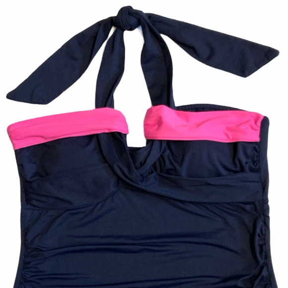 Anne Cole Tankini Bathing Suit Top Halter Tie Medium - Picture 3 of 8